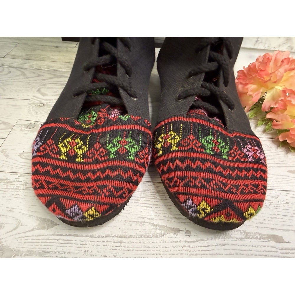 Festival Fabric Lace up Boots by Siamese Dream Handmade Thailand Size 7.5 NWOT - Picture 6 of 16